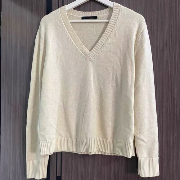 Jenni Kayne Simone V-Neck Sweater XS/S/M Ivory Off White Wool Quiet Lux - Picture 4 of 9